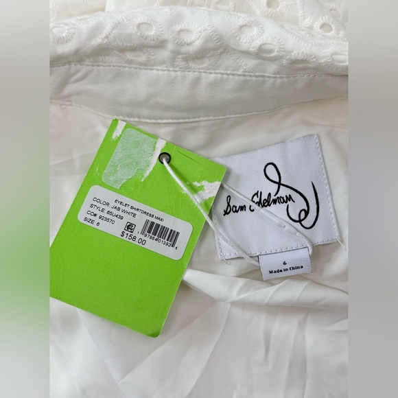 Sam Edelman Ivory White Eyelet Collared Maxi Dress Women size 6 lined Wedding - Picture 3 of 14